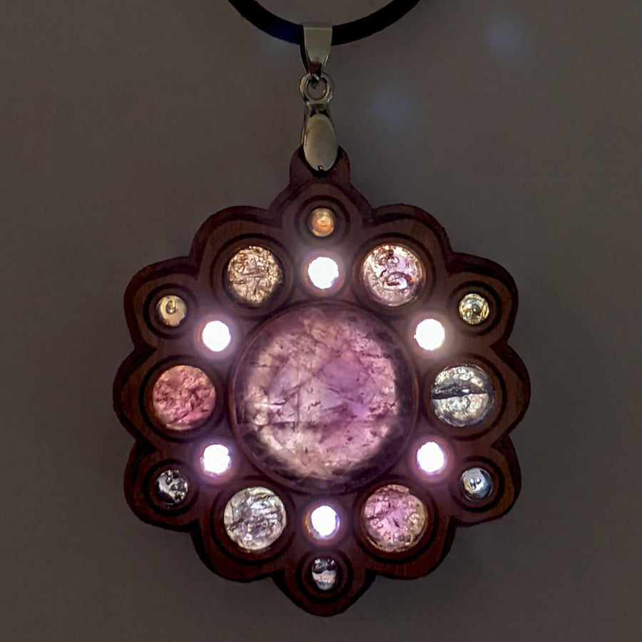 LED Gemstone Talisman Pendant - Light Warrior - Cherry with Amethyst - Trancentral Shop