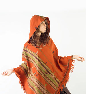 WOMENS HANDMADE CASHMERE PONCHO WITH LARGE - Trancentral Shop