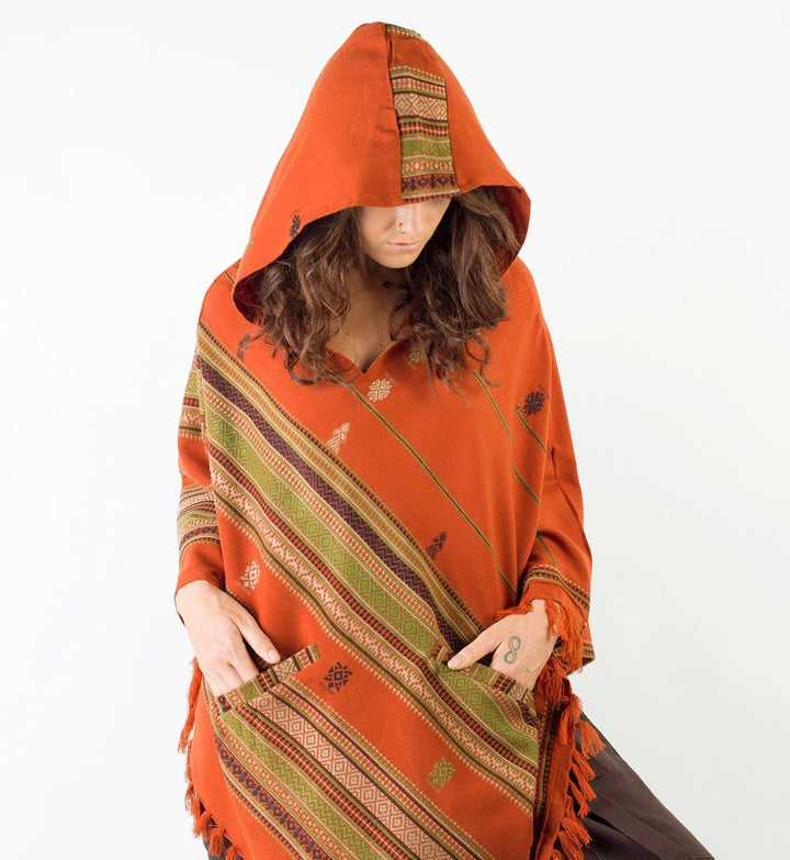 WOMENS HANDMADE CASHMERE PONCHO WITH LARGE - Trancentral Shop