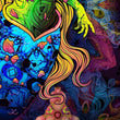 Load image into Gallery viewer, ZombPsy the Psychedelic Zombie Mermaid Fluorescent UV-Reactive Backdrop Trippy Tapestry - Trancentral Shop