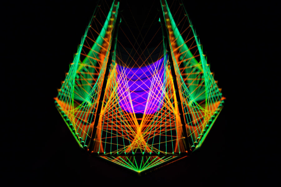 2 Layers 3D Psychedelic UV lamp With String art - Trancentral Shop