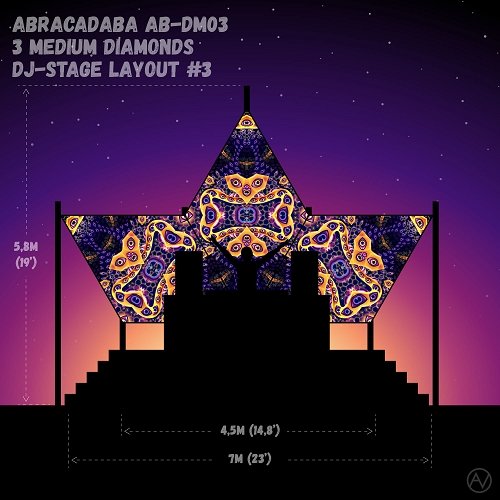 Abracadabra AB-DM03 Psychedelic UV-Reactive DJ-Stage 3 UV Diamonds Set - Trancentral Shop