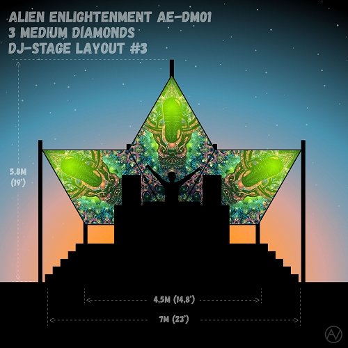 Alien Enlightenment AE-DM01 Psychedelic UV Reactive DJ Stage 3 UV Diamonds Set - Trancentral Shop