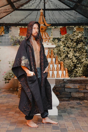 AYAWA BLACK ICARO HOODED KIMONO CAPE - Trancentral Shop