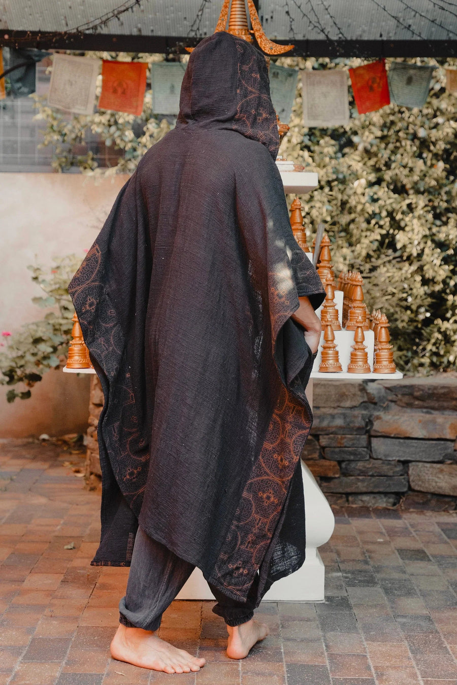 AYAWA BLACK ICARO HOODED KIMONO CAPE - Trancentral Shop