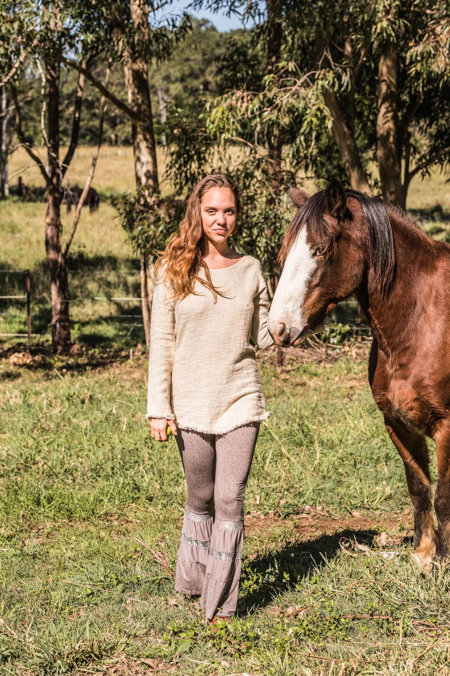 BACK TO NATURE LONG SLEEVE TOP NATURAL CREAM - Trancentral Shop