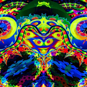 Bali Jungle Mandala Psychedelic Fluorescent UV-Reactive Backdrop Tapestry Blacklight Wall Hanging - Trancentral Shop