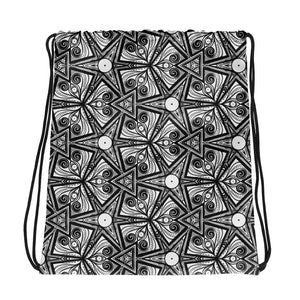 Black and white psy Pattern Drawstring bag - Trancentral Shop