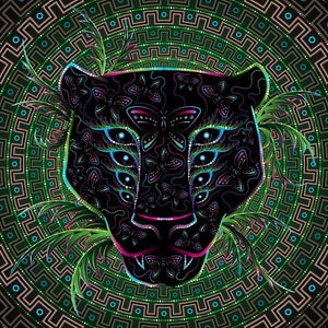 Black Leopard Psychedelic Fluorescent Tapestry UV-reactive Backdrop Blacklight Poster - Trancentral Shop