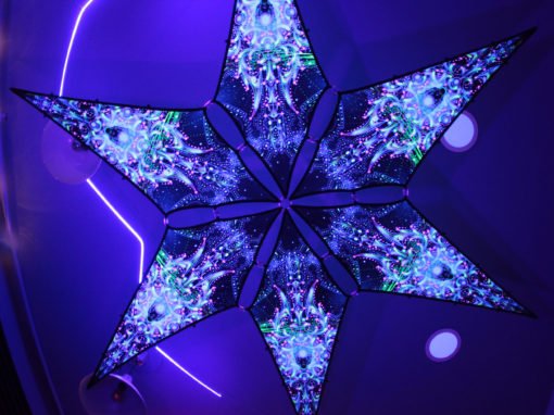 Blue Adept – Psychedelic UV-Reactive Canopy – Ceiling Decoration – 6 petals set - Trancentral Shop