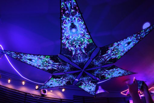Blue Adept – Psychedelic UV-Reactive Canopy – Ceiling Decoration – 6 petals set - Trancentral Shop