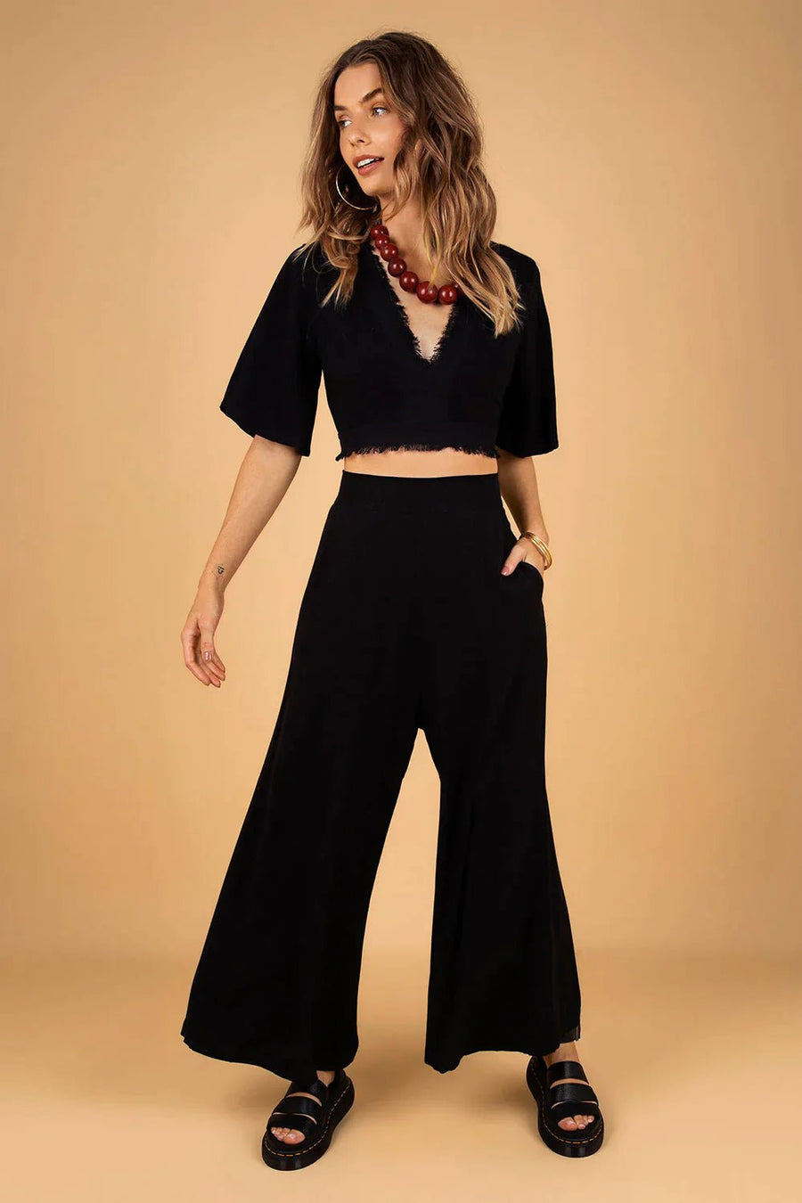 BOHEMIAN LINEN PANTS BLACK - Trancentral Shop