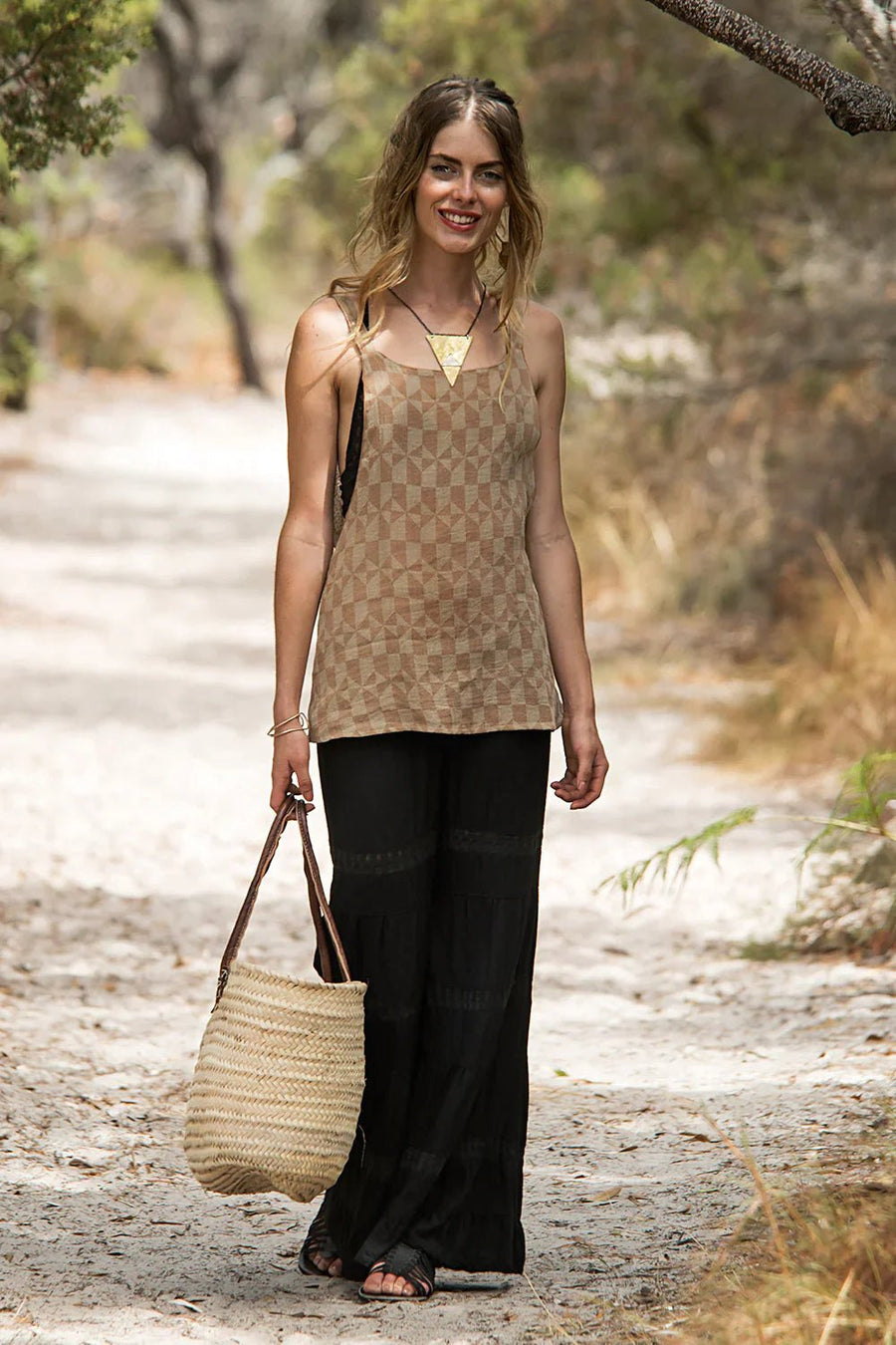 BOHEMIAN LINEN PANTS BLACK - Trancentral Shop