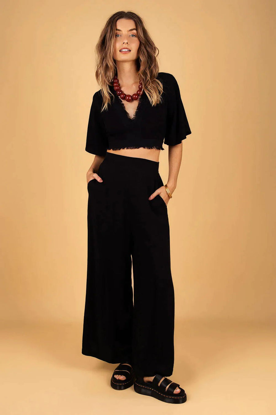 BOHEMIAN LINEN PANTS BLACK - Trancentral Shop