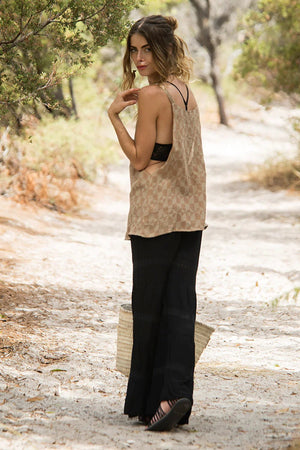 BOHEMIAN LINEN PANTS BLACK - Trancentral Shop