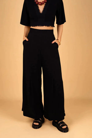 BOHEMIAN LINEN PANTS BLACK - Trancentral Shop