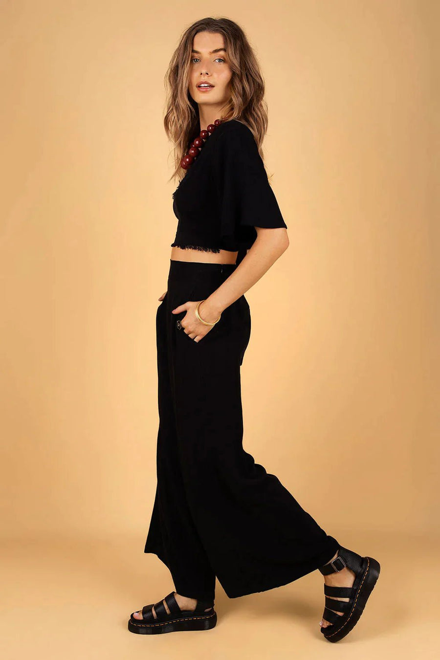 BOHEMIAN LINEN PANTS BLACK - Trancentral Shop