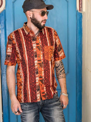 Budhil Shirt ethnic orange - Trancentral Shop