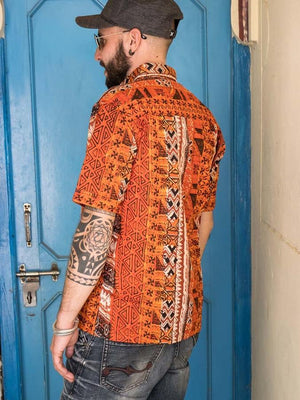 Budhil Shirt ethnic orange - Trancentral Shop