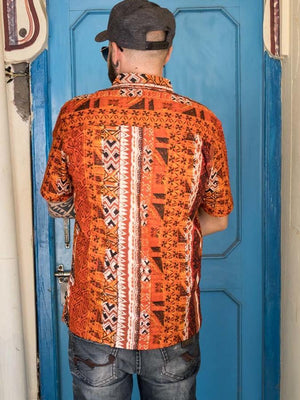 Budhil Shirt ethnic orange - Trancentral Shop