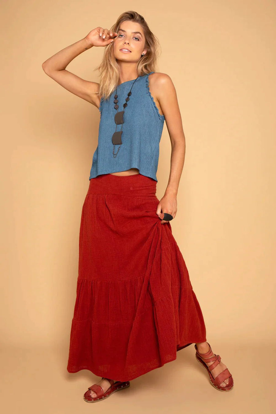 CELESTE SKIRT DEEP RED - Trancentral Shop