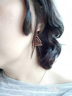 Copper triangle geometric earrings - Trancentral Shop