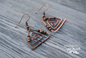 Copper triangle geometric earrings - Trancentral Shop