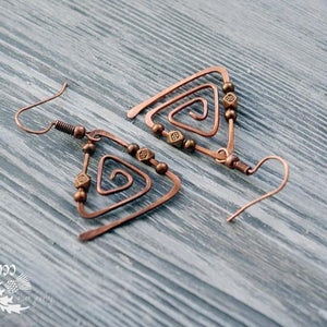 Copper triangle geometric earrings - Trancentral Shop