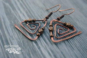 Copper triangle geometric earrings - Trancentral Shop