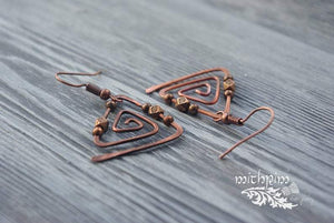 Copper triangle geometric earrings - Trancentral Shop