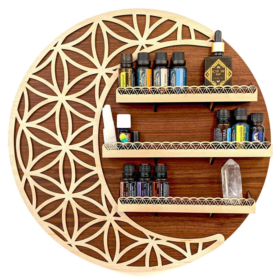Crescent Moon Flower of Life Wall Shelves by Julie Banwellund - Trancentral Shop