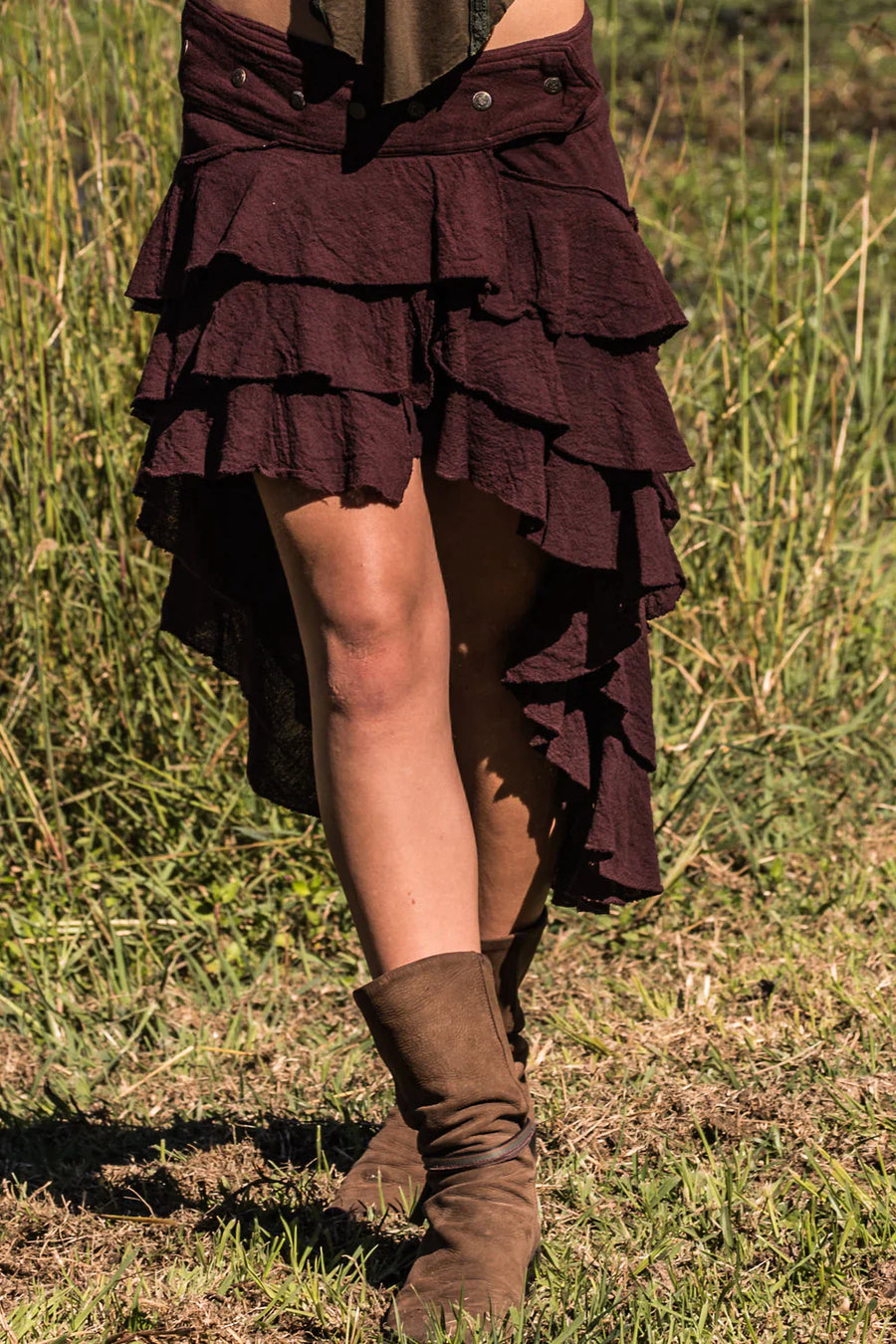 RUFFLE SKIRT BROWN