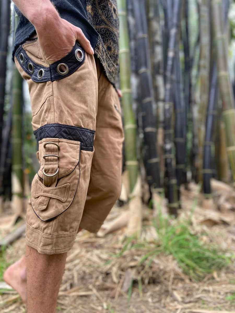 DAKRU BROWN CARGO MENS PANTS SHORTS - Trancentral Shop