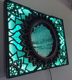 Flower Mandala with Glowing LED light and build in mirror - Trancentral Shop