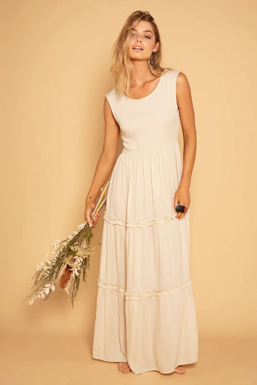 FRILL DRESS BEIGE - Trancentral Shop