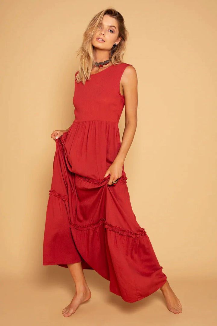 FRILL DRESS DEEP RED - Trancentral Shop