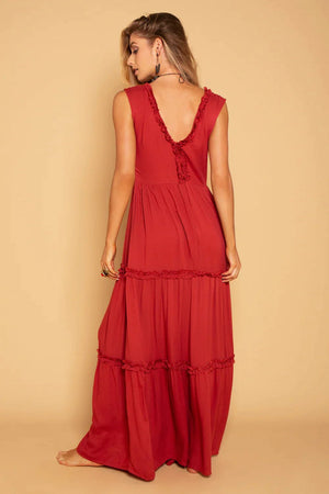 FRILL DRESS DEEP RED - Trancentral Shop