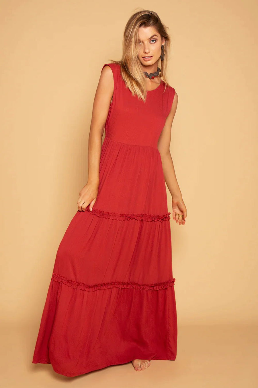 FRILL DRESS DEEP RED - Trancentral Shop