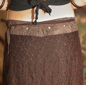 GAIA SKIRT RMX DARK BROWN - Trancentral Shop