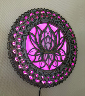 Glowing LED Lotus Flower Mandala Wall Art - Trancentral Shop