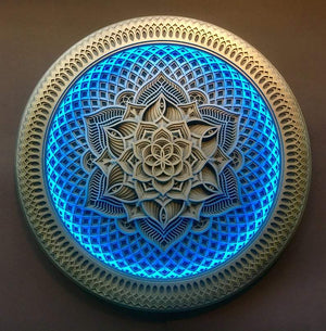 Golden Flower Led Lamp Sacred Geometry Wall Art 13 Layers - Trancentral Shop