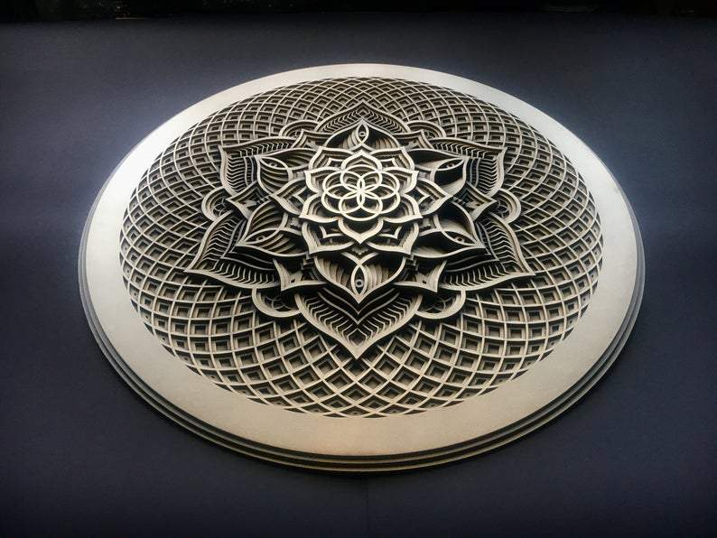 Golden Flower Wall Art Sacred Geometry Mandala - Trancentral Shop