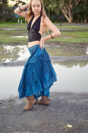 GYPSY QUEEN SKIRT BLUE - Trancentral Shop