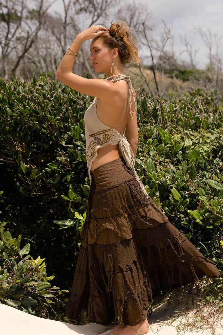 GYPSY QUEEN SKIRT BROWN - Trancentral Shop