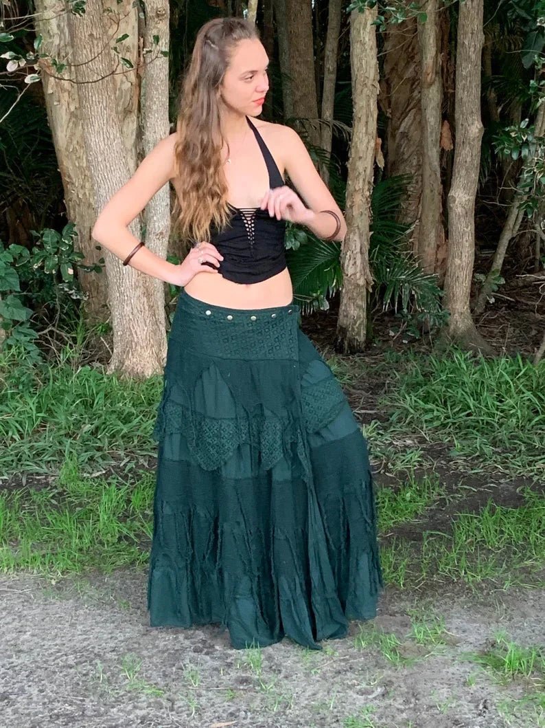 GYPSY QUEEN SKIRT GREEN - Trancentral Shop