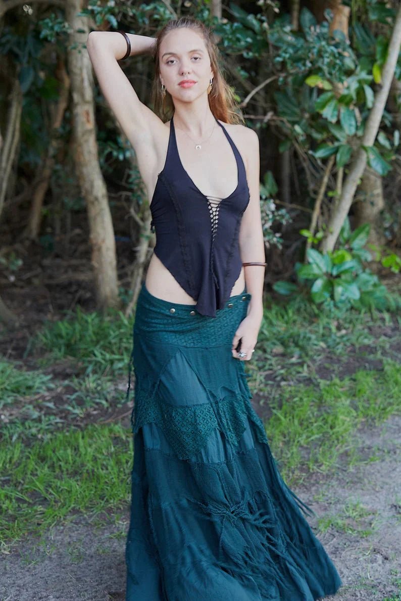 GYPSY QUEEN SKIRT GREEN - Trancentral Shop