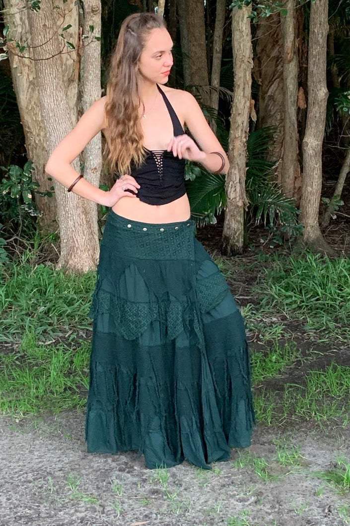 GYPSY QUEEN SKIRT GREEN - Trancentral Shop