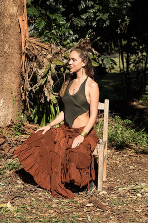 GYPSY QUEEN SKIRT TAN BROWN - Trancentral Shop