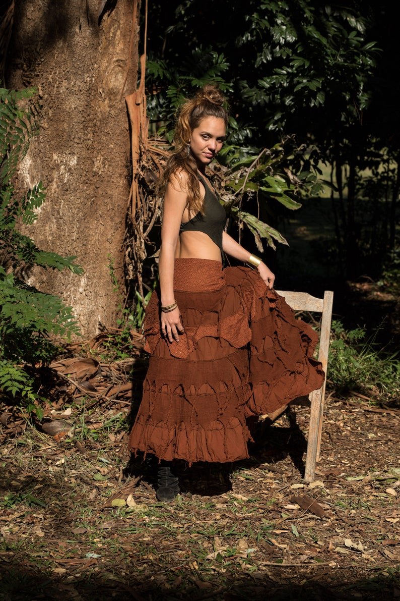 GYPSY QUEEN SKIRT TAN BROWN - Trancentral Shop