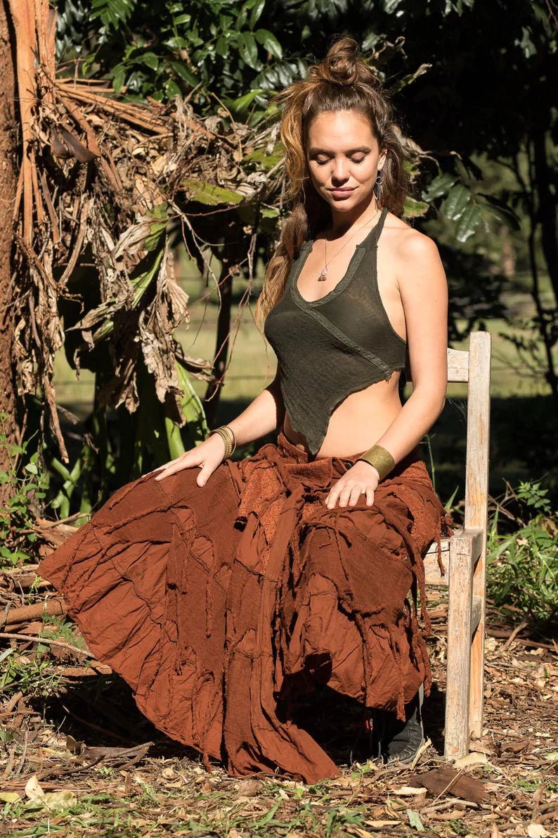 GYPSY QUEEN SKIRT TAN BROWN - Trancentral Shop